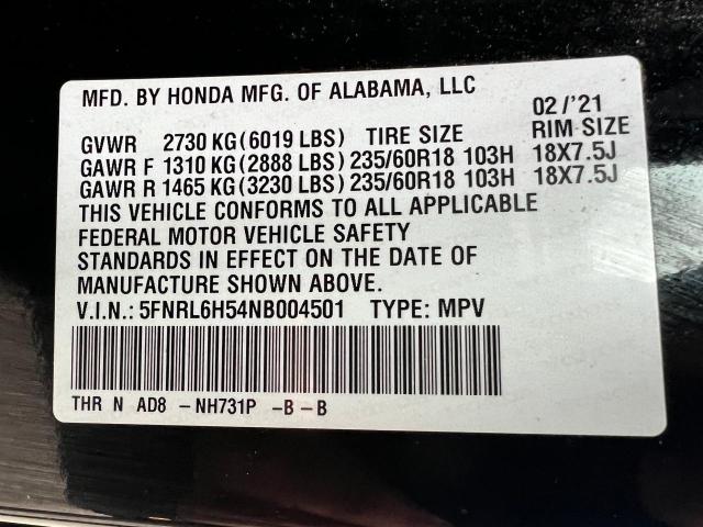 5FNRL6H54NB004501 - 2022 HONDA ODYSSEY EX BLACK photo 12