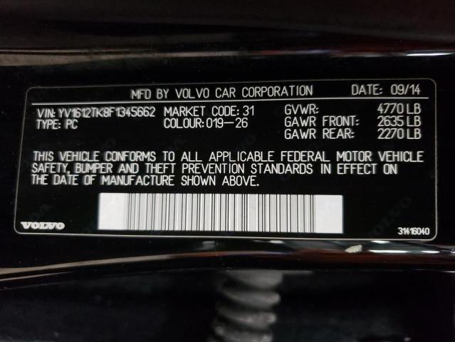 YV1612TK8F1345662 - 2015 VOLVO S60 PREMIER BLACK photo 12