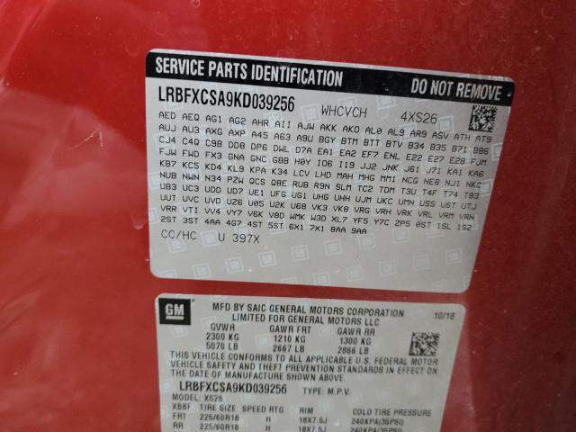 LRBFXCSA9KD039256 - 2019 BUICK ENVISION ESSENCE Կարմիր լուսանկար 14