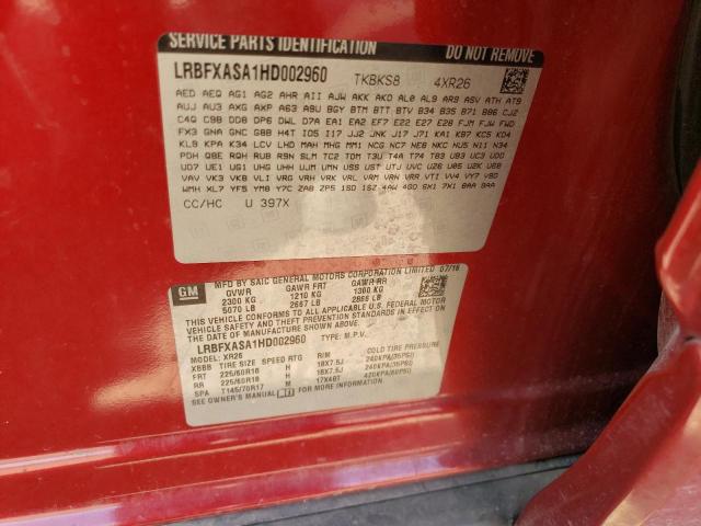 LRBFXASA1HD002960 - 2017 BUICK ENVISION PREFERRED Bordo foto 12