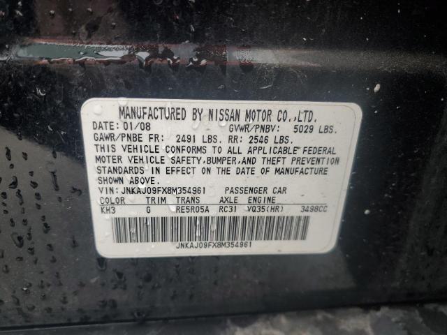 JNKAJ09FX8M354961 - 2008 INFINITI EX35 BASE Սև լուսանկար 12
