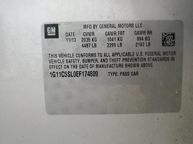 1G11C5SL0EF174809 - 2014 CHEVROLET MALIBU 1LT SILVER photo 12