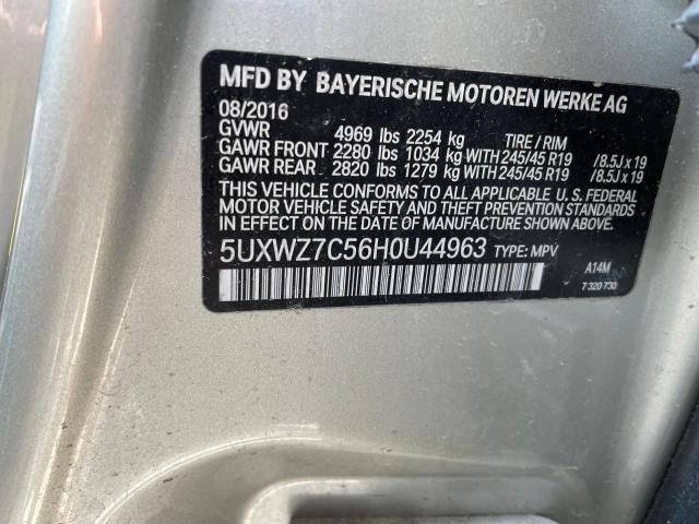 5UXWZ7C56H0U44963 - 2017 BMW X3 SDRIVE28I SILVER photo 10