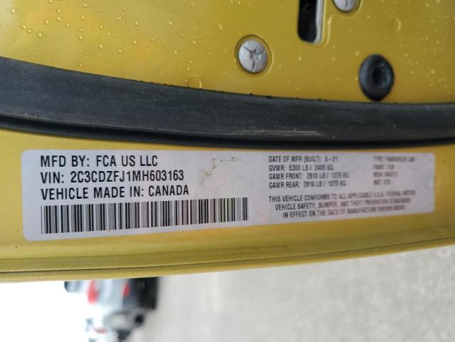 2C3CDZFJ1MH603163 - 2021 DODGE CHALLENGER R/T SCAT PACK GOLD photo 12