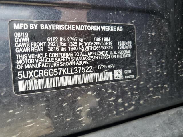 5UXCR6C57KLL37522 - 2019 BMW X5 XDRIVE40I GRAY photo 13