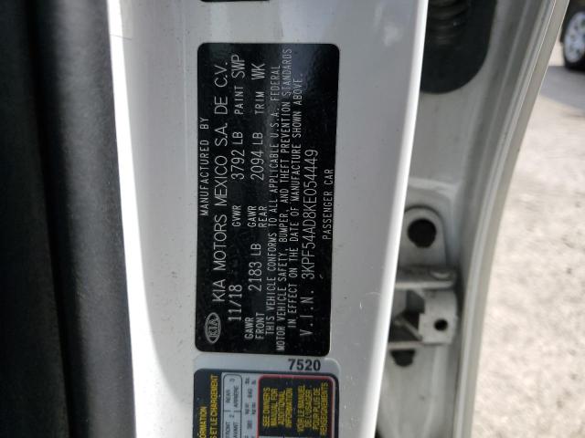 3KPF54AD8KE054449 - 2019 KIA FORTE EX WHITE photo 12