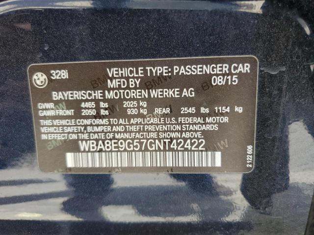 WBA8E9G57GNT42422 - 2016 BMW 328 I SULEV BLUE photo 12