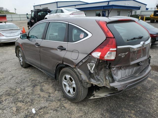 5J6RM4H3XFL062105 - 2015 HONDA CR-V LX GRAY photo 2