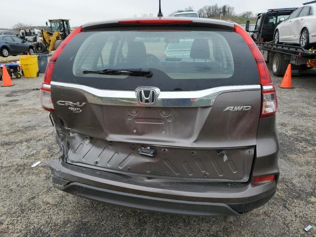 5J6RM4H3XFL062105 - 2015 HONDA CR-V LX GRAY photo 6