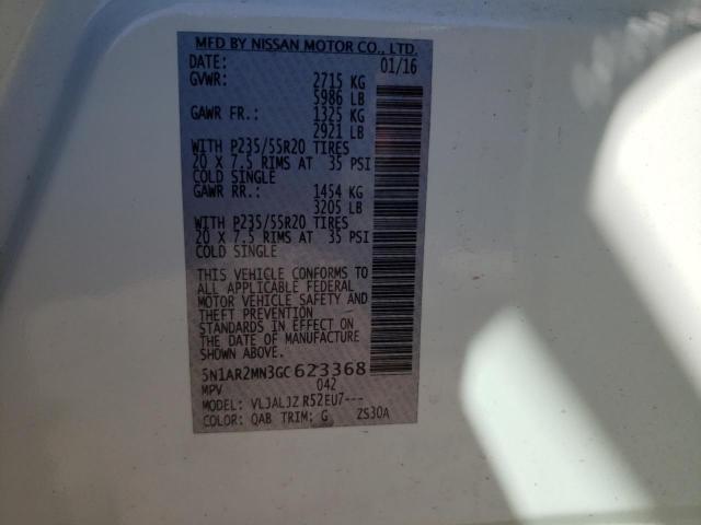 5N1AR2MN3GC623368 - 2016 NISSAN PATHFINDER S WHITE photo 12