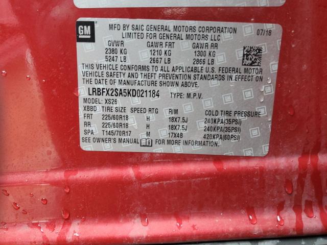 LRBFX2SA5KD021184 - 2019 BUICK ENVISION ESSENCE Tünd qırmızı foto 13