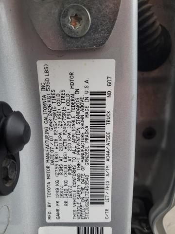 5TEJU62N17Z463540 - 2007 TOYOTA TACOMA DOUBLE CAB PRERUNNER SILVER photo 12