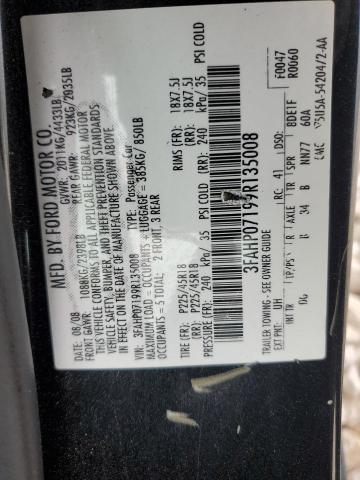 3FAHP07199R135008 - 2009 FORD FUSION SE BLACK photo 13