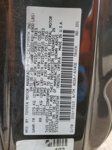 5TETX22N69Z595298 - 2009 TOYOTA TACOMA ACCESS CAB შავი ფოტო 12