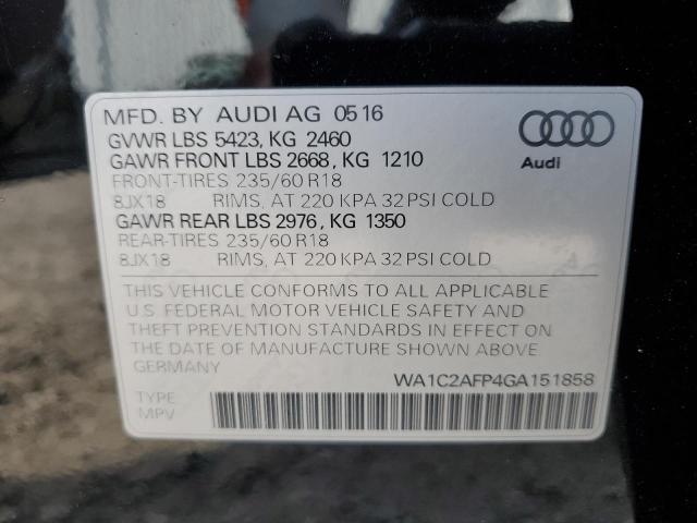 WA1C2AFP4GA151858 - 2016 AUDI Q5 PREMIUM BLACK photo 12