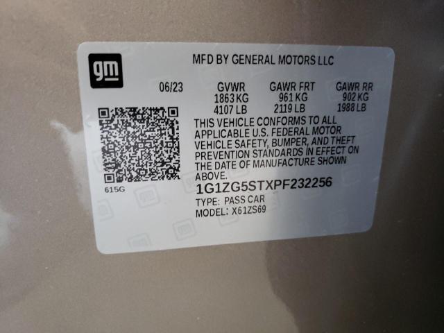 1G1ZG5STXPF232256 - 2023 CHEVROLET MALIBU RS ბეჟი ფოტო 12