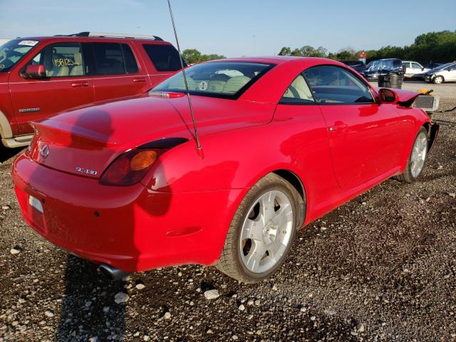 JTHFN48Y540054492 - 2004 LEXUS SC 430 RED photo 4