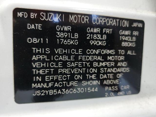 JS2YB5A36C6301544 - 2012 SUZUKI SX4 WHITE photo 13