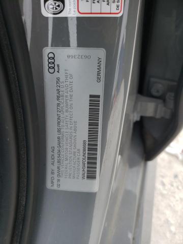 WAUH3AFC6JN086689 - 2018 AUDI A6 PRESTIGE ნაცრისფერი ფოტო 12