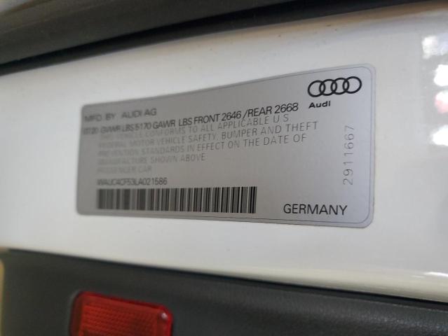 WAUC4CF53LA021586 - 2020 AUDI S5 PREMIUM PLUS 白色 照片 12