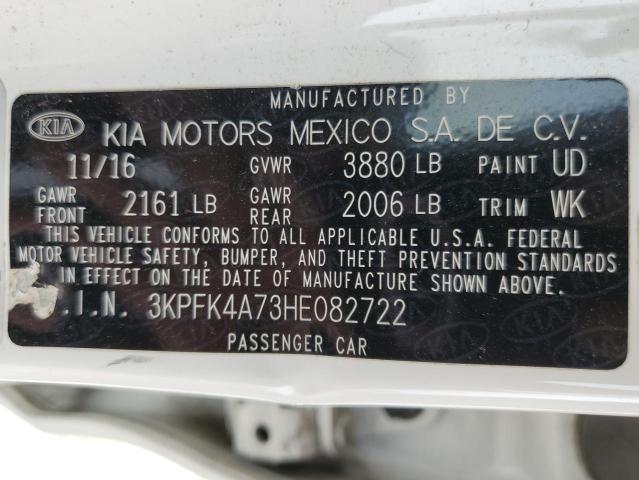 3KPFK4A73HE082722 - 2017 KIA FORTE LX WHITE photo 12