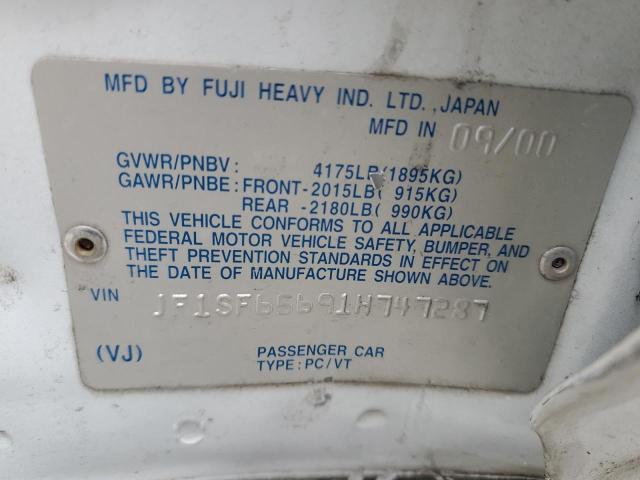 JF1SF65691H747287 - 2001 SUBARU FORESTER S WHITE photo 12