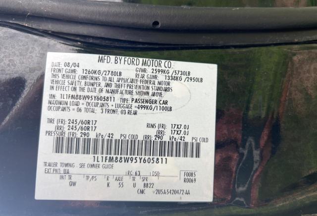 1L1FM88W95Y605811 - 2005 LINCOLN TOWN CAR EXECUTIVE BLACK photo 10