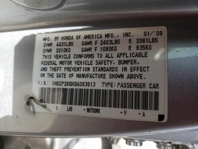 1HGCP268X9A093913 - 2009 HONDA ACCORD EXL SILVER photo 12