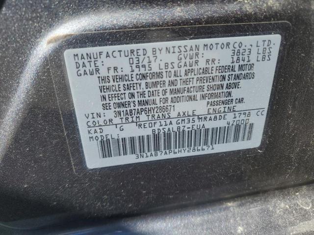 3N1AB7AP6HY286671 - 2017 NISSAN SENTRA S GRAY photo 12