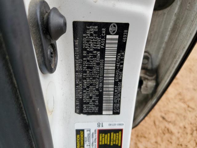 4T1BK1EB1DU038950 - 2013 TOYOTA AVALON BASE 白色 照片 12