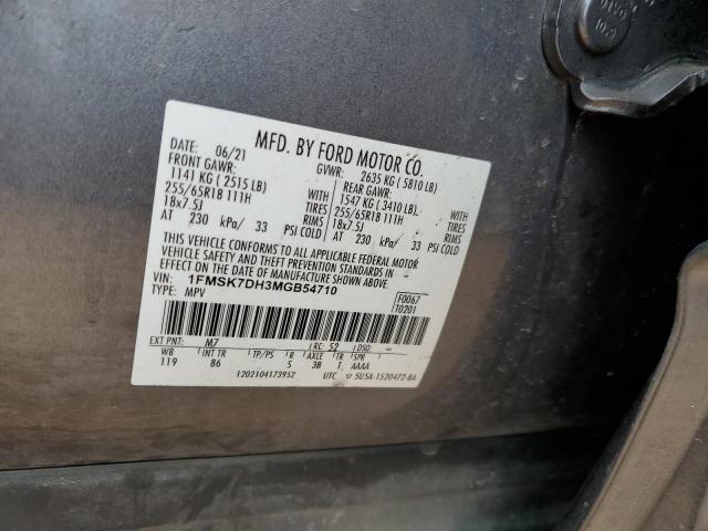 1FMSK7DH3MGB54710 - 2021 FORD EXPLORER XLT Boz foto 13