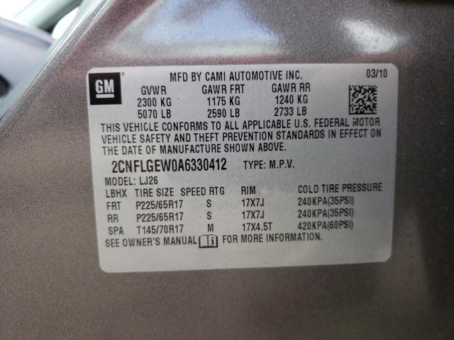 2CNFLGEW0A6330412 - 2010 CHEVROLET EQUINOX LTZ TAN photo 13