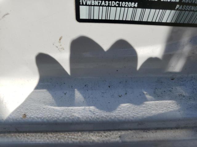 1VWBN7A31DC102064 - 2013 VOLKSWAGEN PASSAT SE Beyaz fotoğraf 12