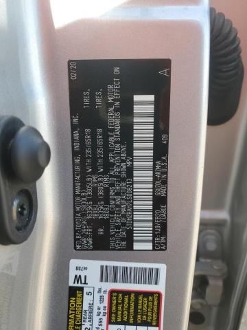 5TDHZRAH7LS008213 - 2020 TOYOTA HIGHLANDER XLE SILVER photo 13