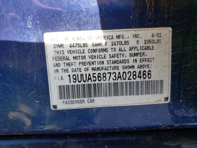 19UUA56873A028466 - 2003 ACURA 3.2TL TYPE-S BLUE photo 12