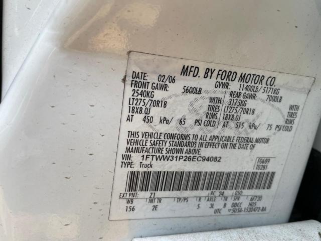 1FTWW31P26EC94082 - 2006 FORD F350 SRW SUPER DUTY WHITE photo 10