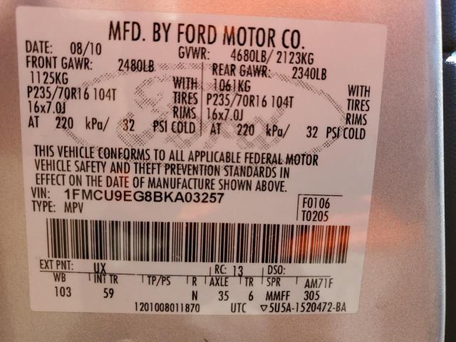 1FMCU9EG8BKA03257 - 2011 FORD ESCAPE LIMITED SILVER photo 13