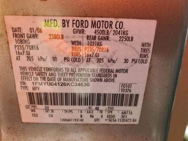 1FMYU04126KC34630 - 2006 FORD ESCAPE LIMITED GREEN photo 13