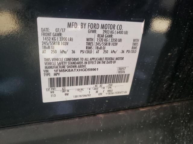 1FM5K8ATXHGD59961 - 2017 FORD EXPLORER POLICE INTERCEPTOR BLACK photo 12