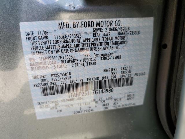 1FAHP25117G143980 - 2007 FORD FIVE HUNDR LIMITED GRAY photo 12