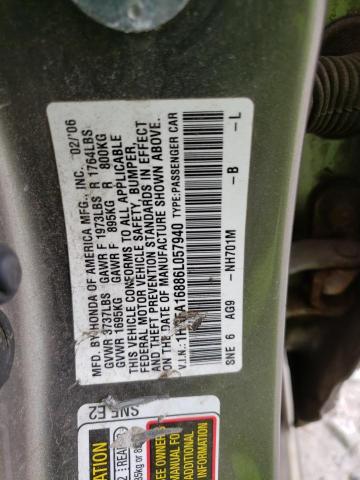 1HGFA16886L057940 - 2006 HONDA CIVIC EX GRAY photo 12