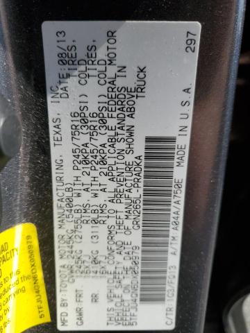 5TFJU4GN6DX050979 - 2013 TOYOTA TACOMA DOUBLE CAB PRERUNNER GRAY photo 13