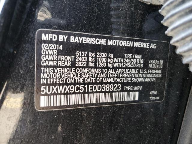 5UXWX9C51E0D38923 - 2014 BMW X3 XDRIVE28I BLACK photo 12