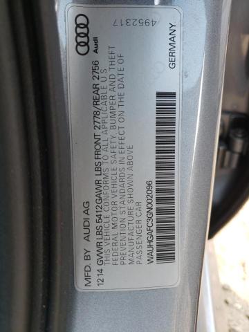 WAUHGAFC3GN002096 - 2016 AUDI A6 PRESTIGE ნაცრისფერი ფოტო 12