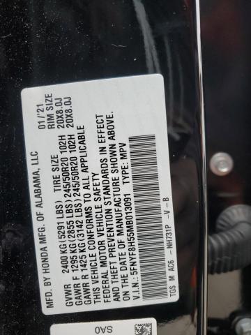 5FNYF8H55MB013091 - 2021 HONDA PASSPORT EXL Qara foto 13