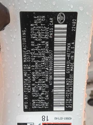 4T1BK1EB9DU030577 - 2013 TOYOTA AVALON BASE Ağ foto 12