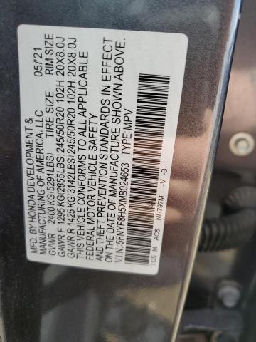 5FNYF8H5XMB024653 - 2021 HONDA PASSPORT EXL Plata foto 13