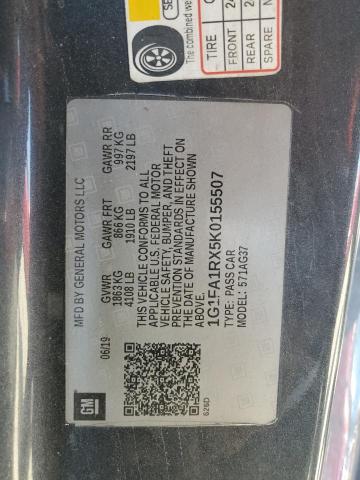 1G1FA1RX5K0155507 - 2019 CHEVROLET CAMARO LS GRAY photo 12