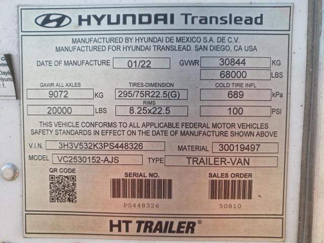 3H3V532K3PS448326 - 2023 HYUNDAI TRAILER WHITE photo 10