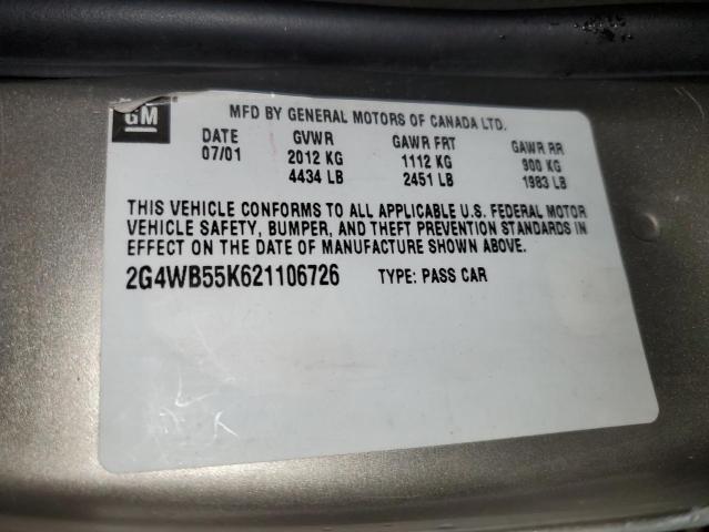 2G4WB55K621106726 - 2002 BUICK REGAL LS 金色 照片 12